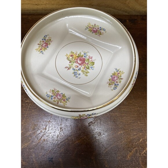 Vintage Abingdon USA Pottery Bowl – Floral Design, Mid-Century Console Dish - Picture 2 of 3